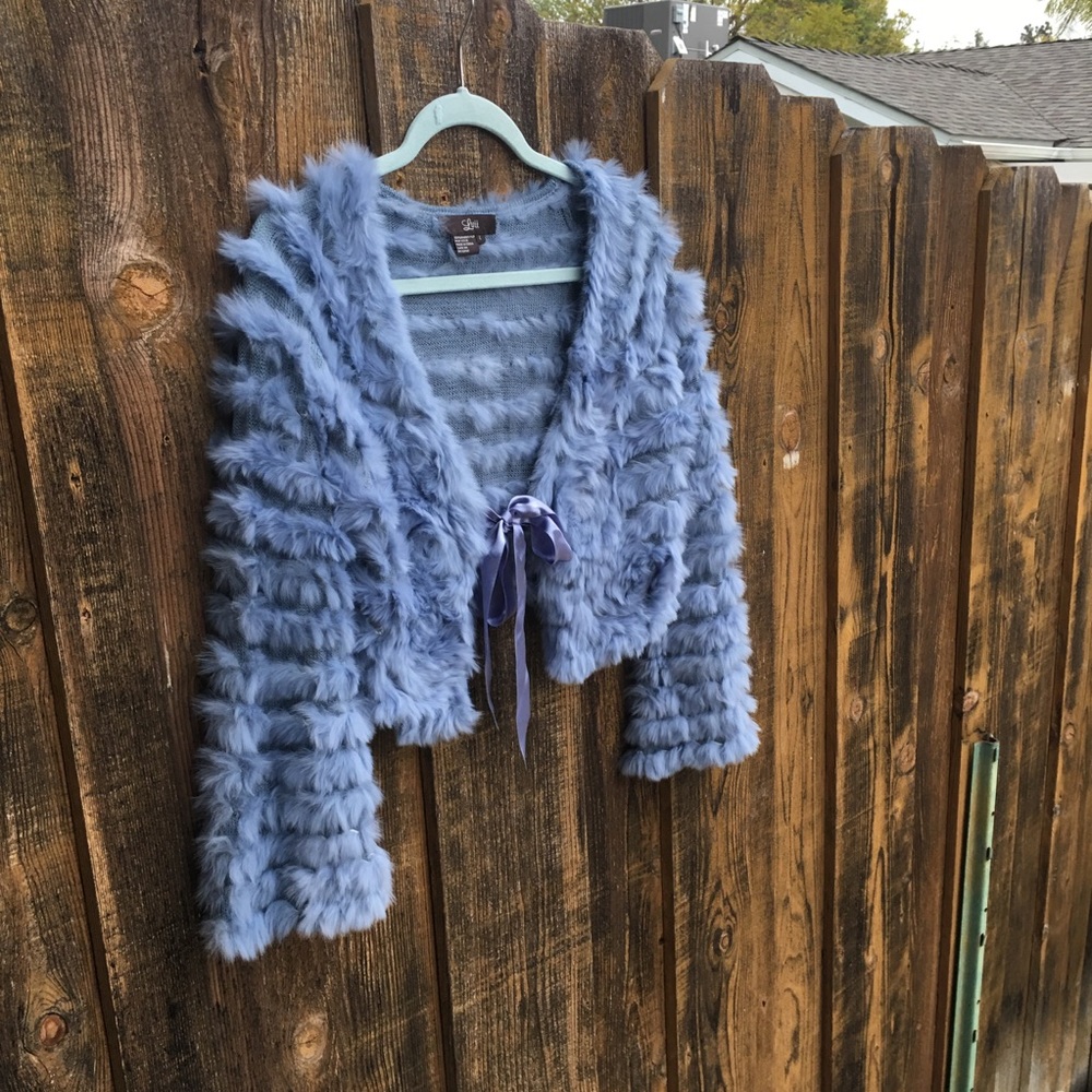 Biue Rabbit Fur Jacket size medium